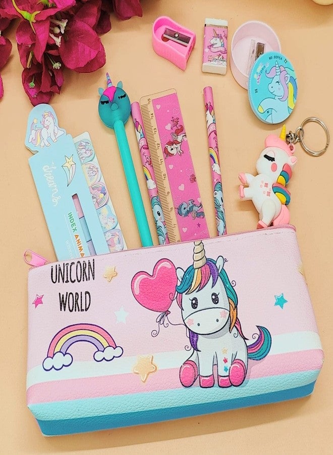 Tera13 TERA 13 unicorn gift pack of 6 items pencil pouch for girls sticky note stationary set pencil eraser sharpener scale combo return gift for girls kids rakhi combo - Image 4